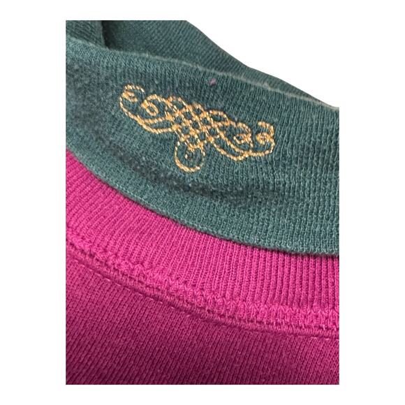 Vintage Gopher Sport Large Purple Floral French Scripts Turtleneck Sweatshirt - Picture 3 of 10